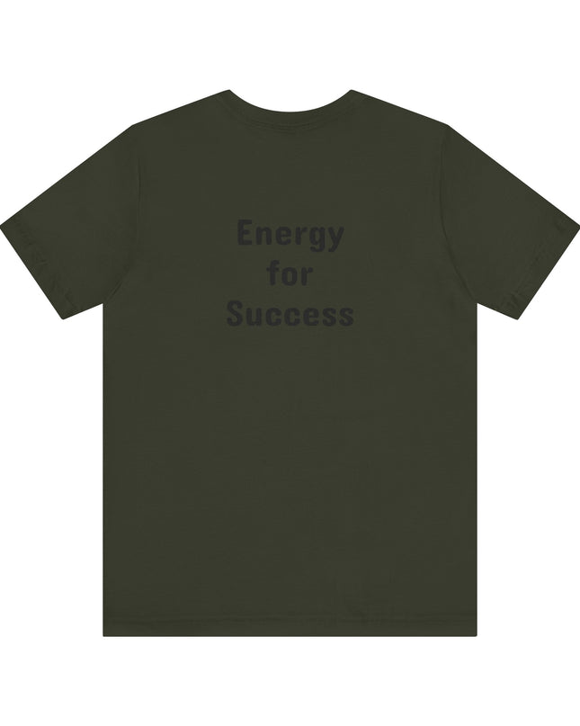 "Energy for Success" with a black and white drawing of a tree, Unisex Jersey Short Sleeve Tee