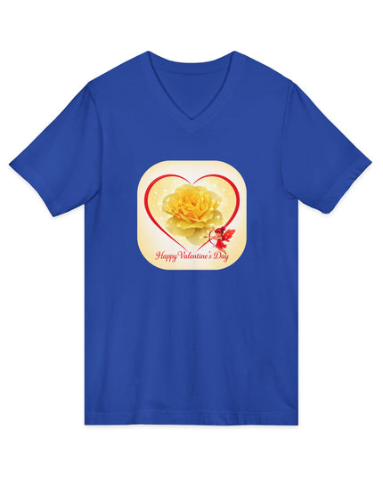 "Happy Valentine's Day" Unisex Jersey Short Sleeve V-Neck Tee