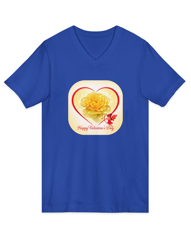 "Happy Valentine's Day" Unisex Jersey Short Sleeve V-Neck Tee
