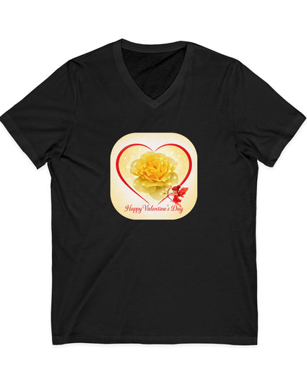 "Happy Valentine's Day" Unisex Jersey Short Sleeve V-Neck Tee