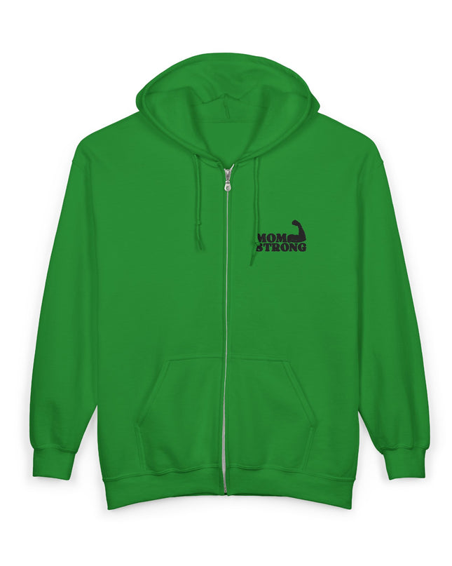 "Mom Strong (Black embroidery) " Unisex Heavy Blend Full Zip Hooded Sweatshirt