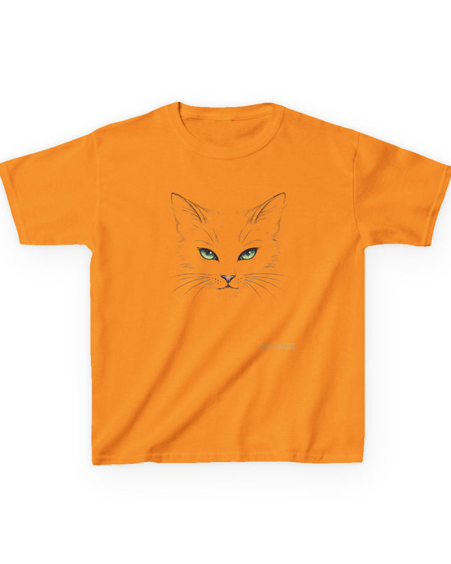 "Cat Face Sketch" Kids Heavy Cotton Tee