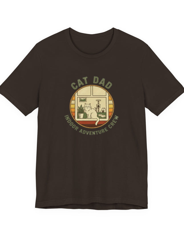 "Cat Dad Indoor Adventure Crew" Unisex Jersey Short Sleeve Tee