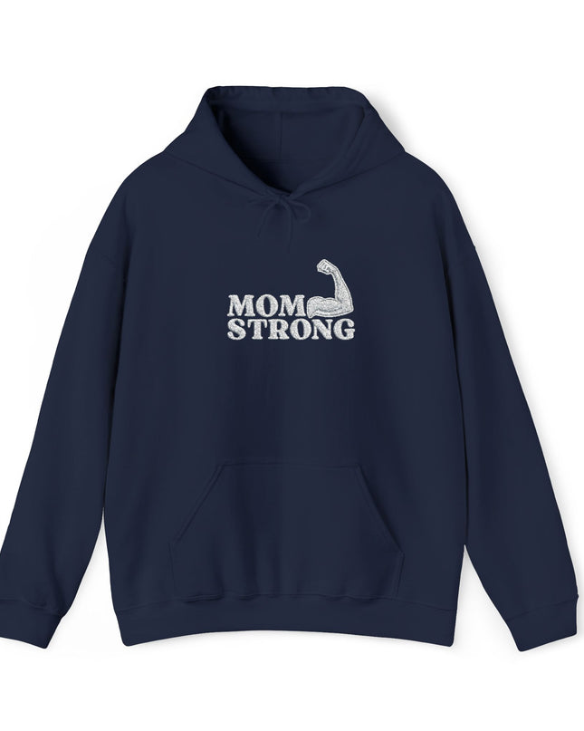 "Mom Strong (White embroidery)" Unisex Heavy Blend Hooded Sweatshirt