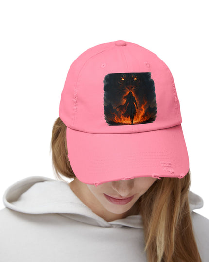 "Eye of the tiger, walking through fire" Unisex Distressed Cap
