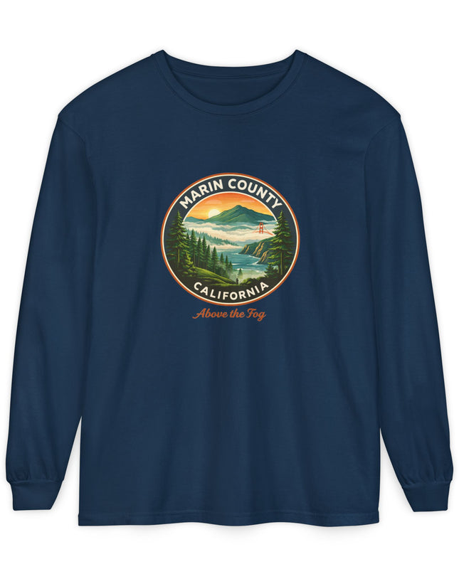 "Marin County, Above the Fog" Unisex Garment-dyed Long Sleeve T-Shirt