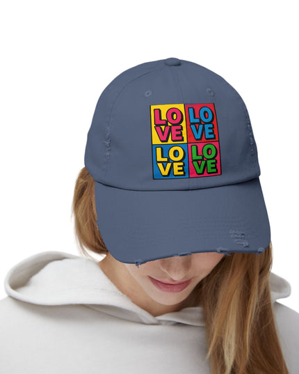 "Love (Andy Warhol style)"Unisex Distressed Cap