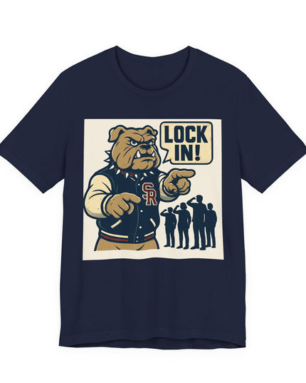"The Fierce San Rafael High School Bulldog says Lock in!" Unisex Jersey Short Sleeve Tee