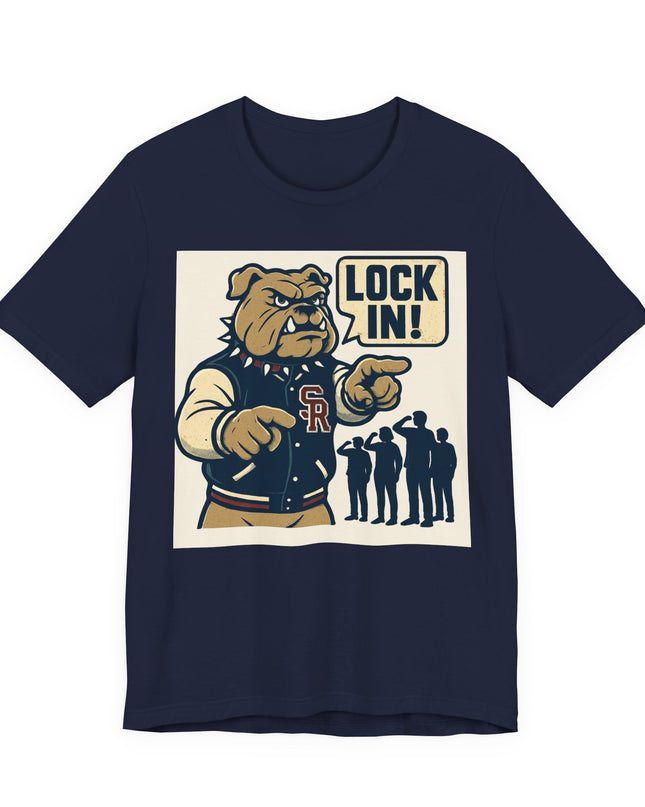 "The Fierce San Rafael High School Bulldog says Lock in!" Unisex Jersey Short Sleeve Tee