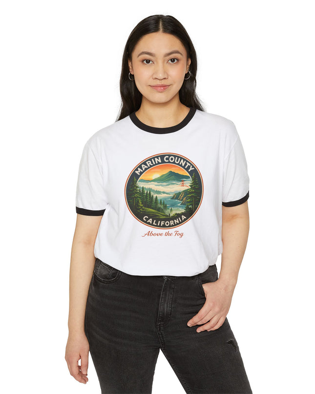 "Marin County, Above the Fog" Unisex Cotton Ringer T-Shirt