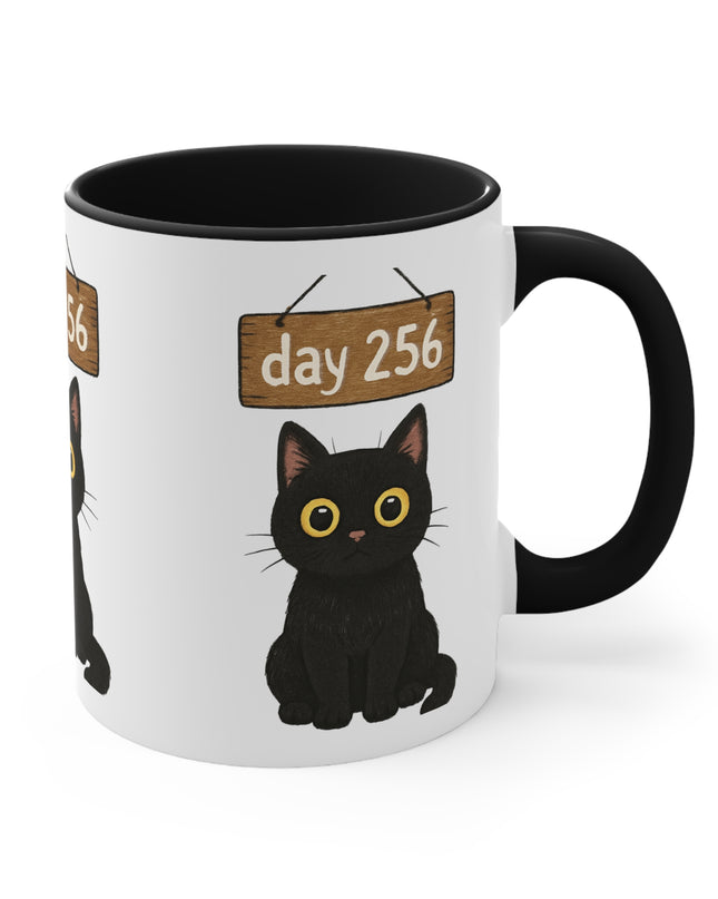 "Day 256 Not Blinking Black Cat" Accent Mug