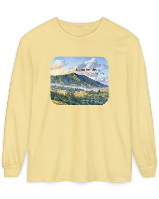 "Mount Tamalpais, the Sleeping Lady" Unisex Garment-dyed Long Sleeve T-Shirt