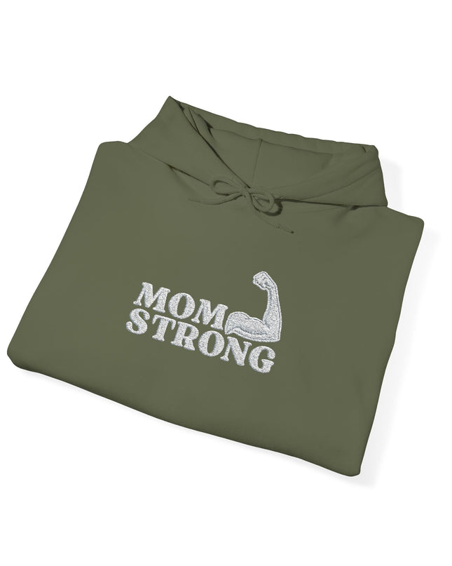 "Mom Strong (White embroidery)" Unisex Heavy Blend Hooded Sweatshirt
