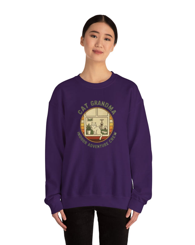 "Cat Grandma Indoor Adventure Crew" Unisex Adult Crewneck Sweatshirt