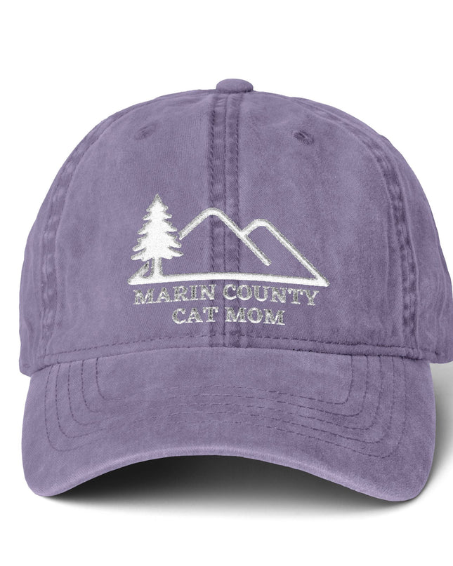 "Marin County Cat Mom" Women's Pigment-Dyed Cap with Fashion Undervisor (Embroidery)