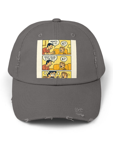 "67 is a Child's Only Answer" - Unisex Distressed Cap