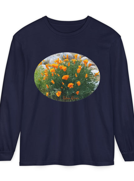 "California Poppies" Unisex Garment-dyed Long Sleeve T-Shirt