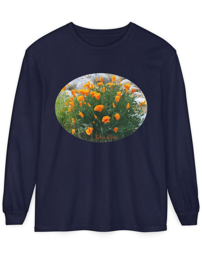 "California Poppies" Unisex Garment-dyed Long Sleeve T-Shirt