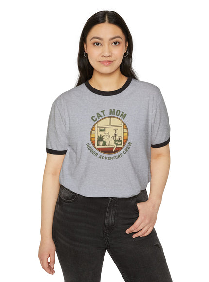 "Cat Mom" Unisex Cotton Ringer T-Shirt