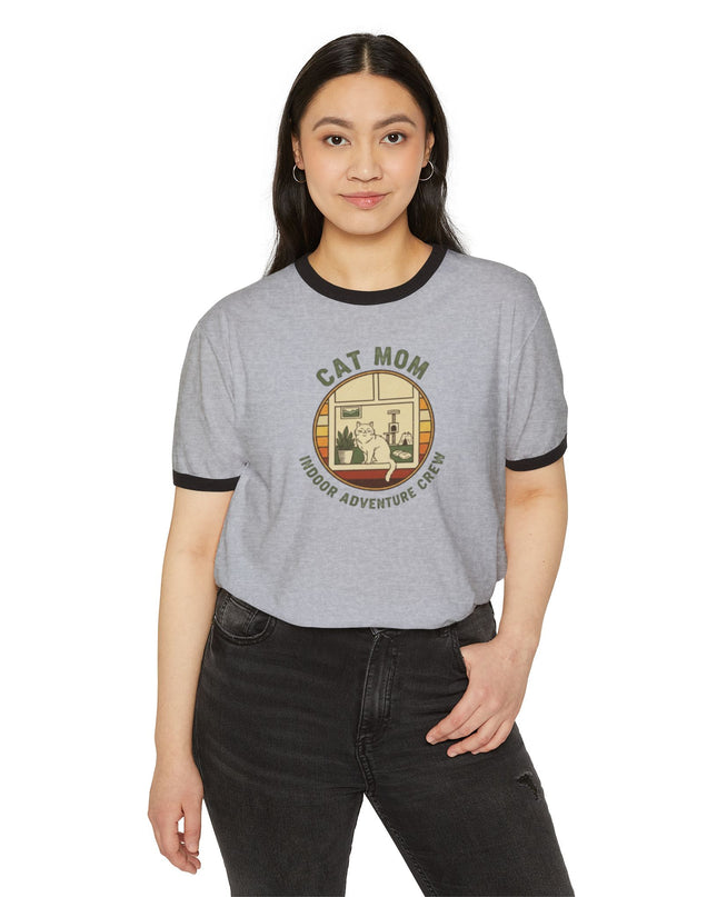 "Cat Mom" Unisex Cotton Ringer T-Shirt