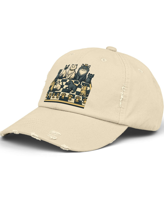 "Chess with cat pieces" Unisex Distressed Cap