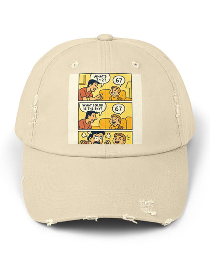 "67 is a Child's Only Answer" - Unisex Distressed Cap
