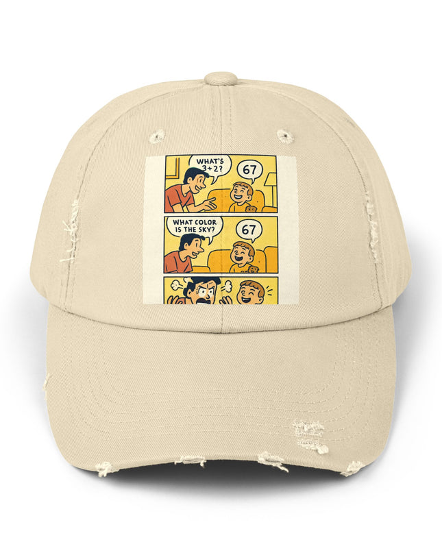 "67 is a Child's Only Answer" - Unisex Distressed Cap