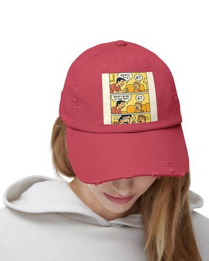 "67 is a Child's Only Answer" - Unisex Distressed Cap