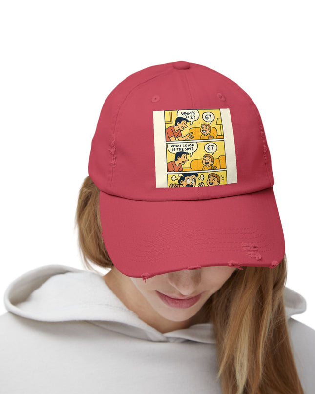 "67 is a Child's Only Answer" - Unisex Distressed Cap
