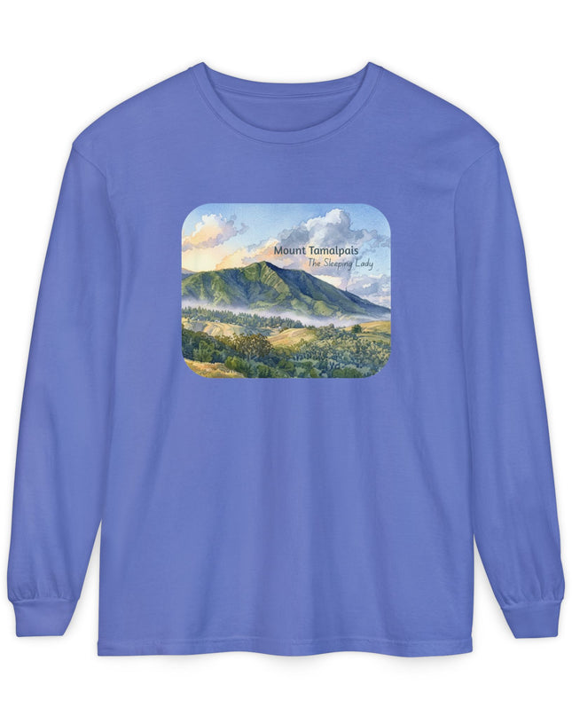 "Mount Tamalpais, the Sleeping Lady" Unisex Garment-dyed Long Sleeve T-Shirt
