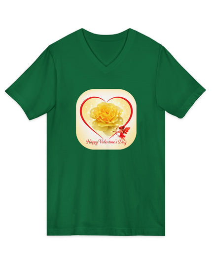 "Happy Valentine's Day" Unisex Jersey Short Sleeve V-Neck Tee