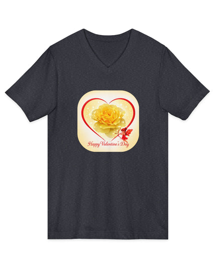 "Happy Valentine's Day" Unisex Jersey Short Sleeve V-Neck Tee