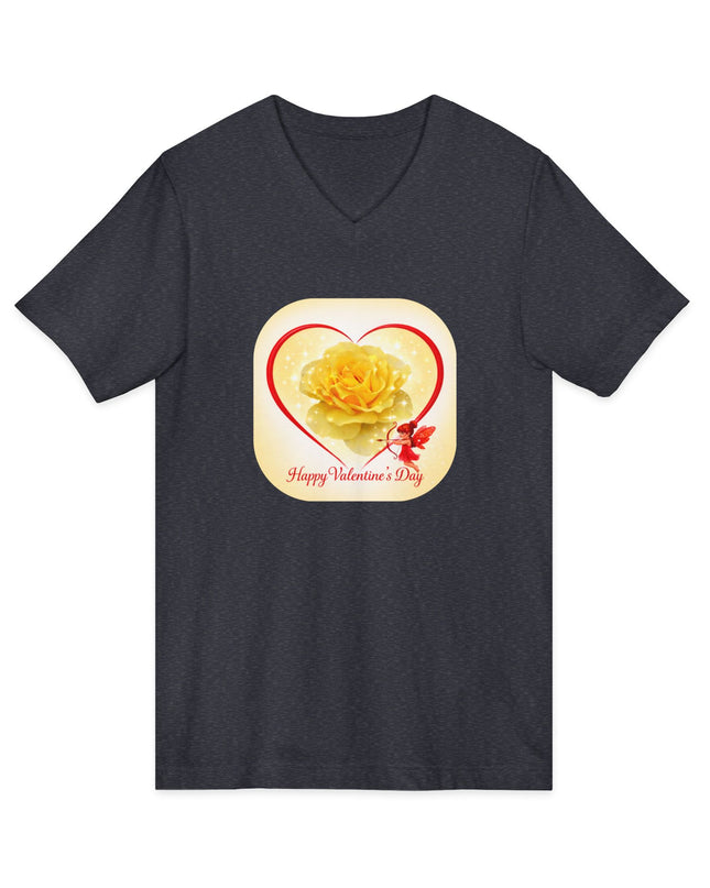 "Happy Valentine's Day" Unisex Jersey Short Sleeve V-Neck Tee