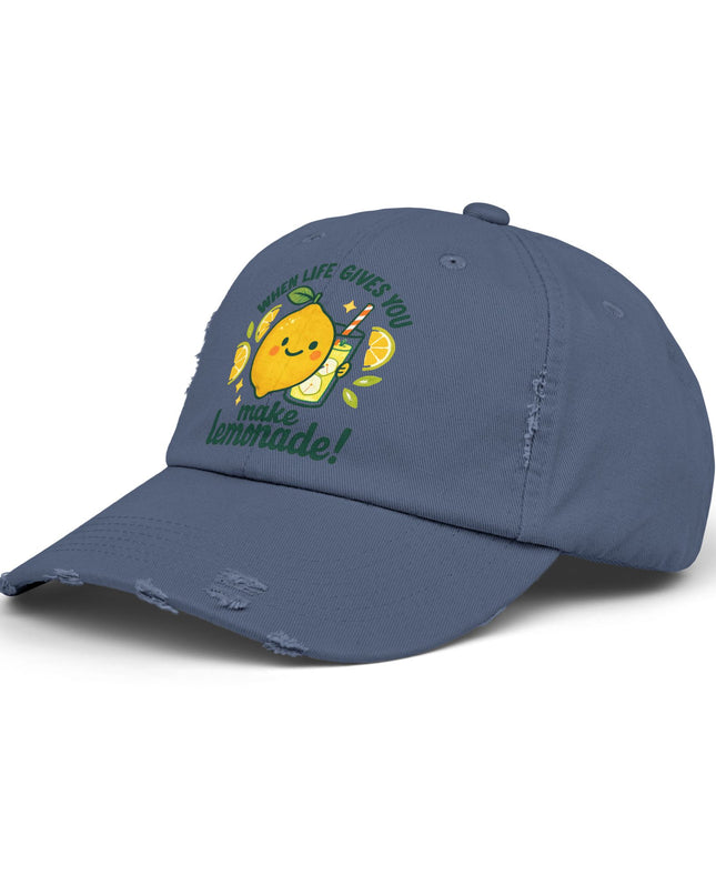 "When life gives you lemons, make lemonade" Unisex Distressed Cap