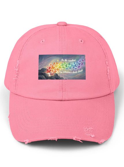 "Be the Rainbow in Someone's Dark Cloud" Unisex Distressed Cap