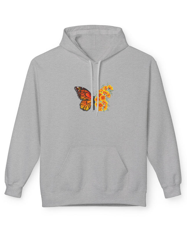 "Butterfly Poppies" (Ink front and back) Unisex Midweight Softstyle Fleece Hoodie