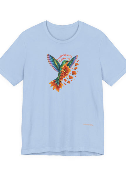 "Hummingbird and Poppies" Unisex Jersey Short Sleeve Tee