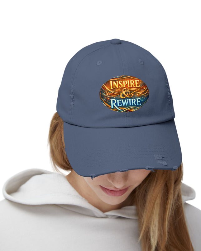"Inspire and Rewire" Unisex Distressed Cap
