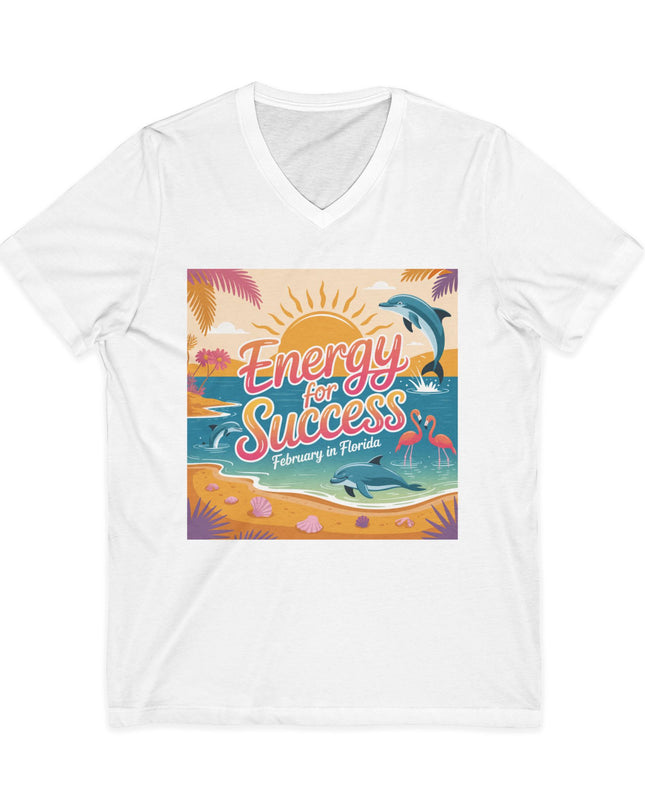 "February in Florida, Energy for Success" Ladies' V-Neck T-Shirt