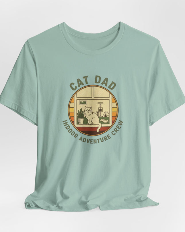 "Cat Dad Indoor Adventure Crew" Unisex Jersey Short Sleeve Tee