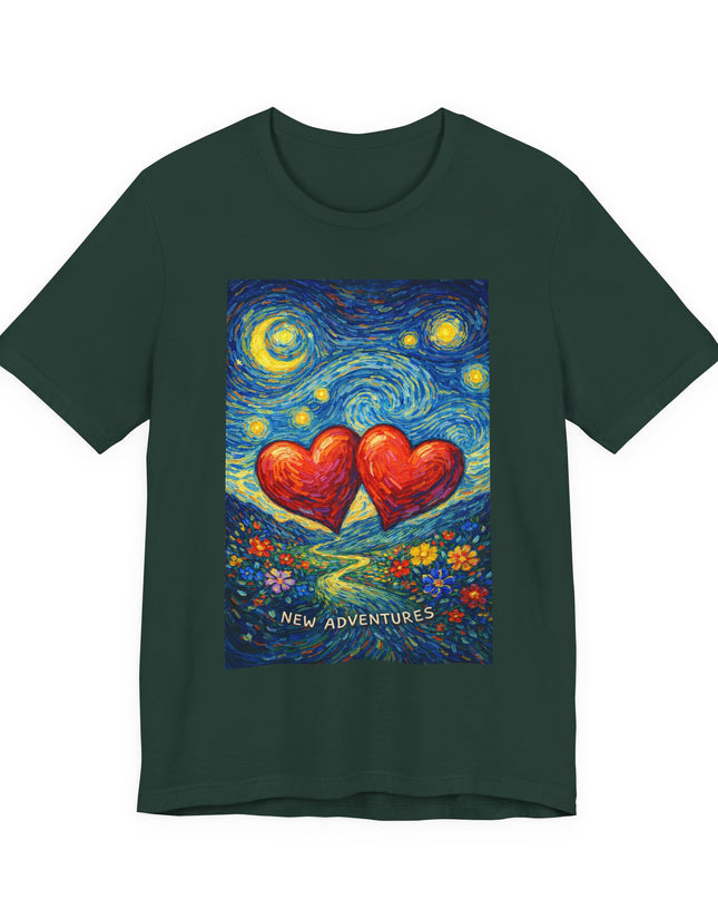 "Valentine's Day, New Adventures - Vincent Van Gogh Style" Unisex Jersey Short Sleeve Tee