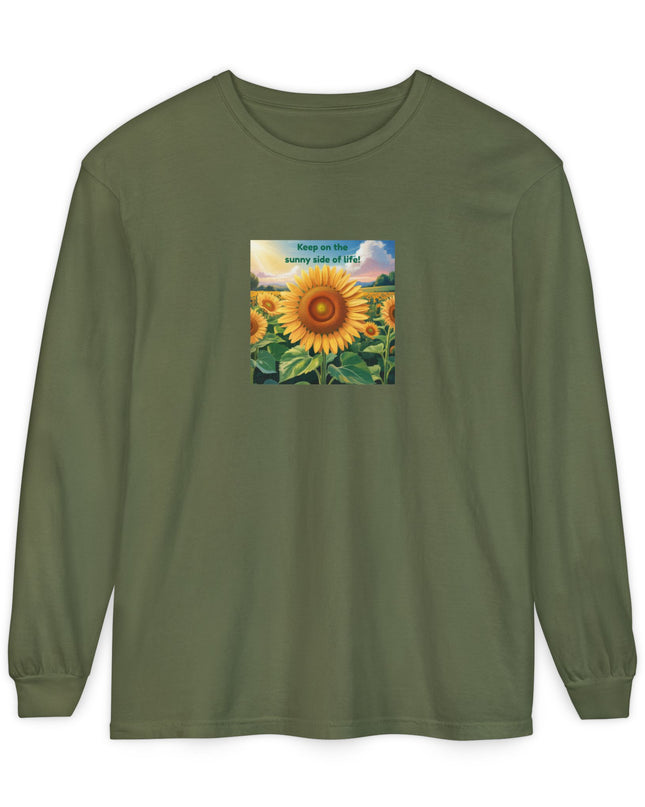 "Keep on the Sunny Side of Life" Unisex Garment-dyed Long Sleeve T-Shirt