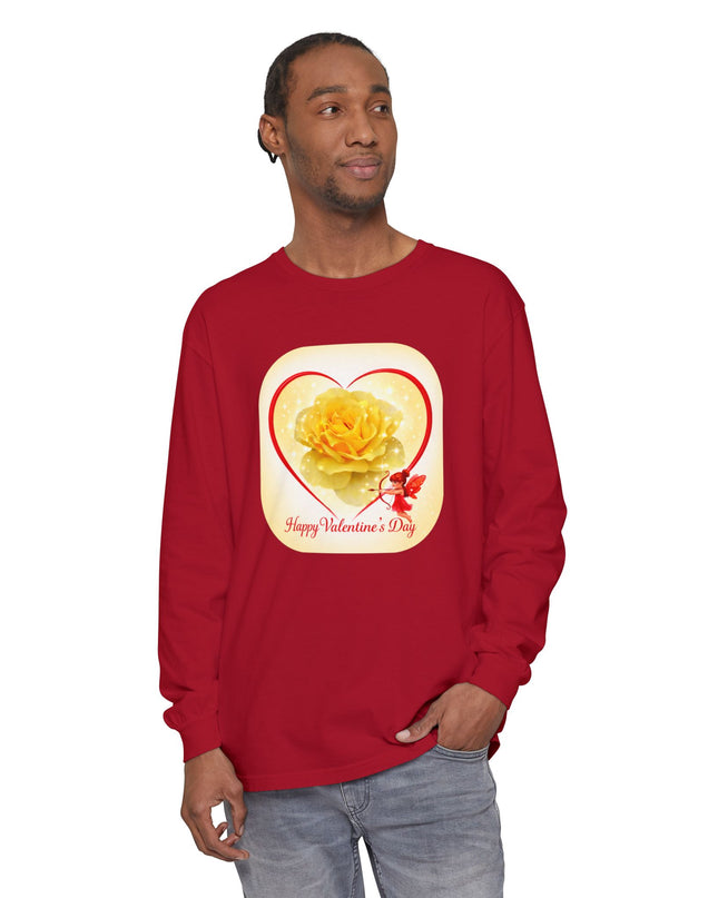 "Happy Valentine's Day" Unisex Garment-dyed Long Sleeve T-Shirt