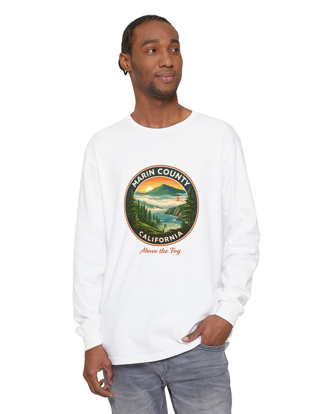 "Marin County, Above the Fog" Unisex Garment-dyed Long Sleeve T-Shirt