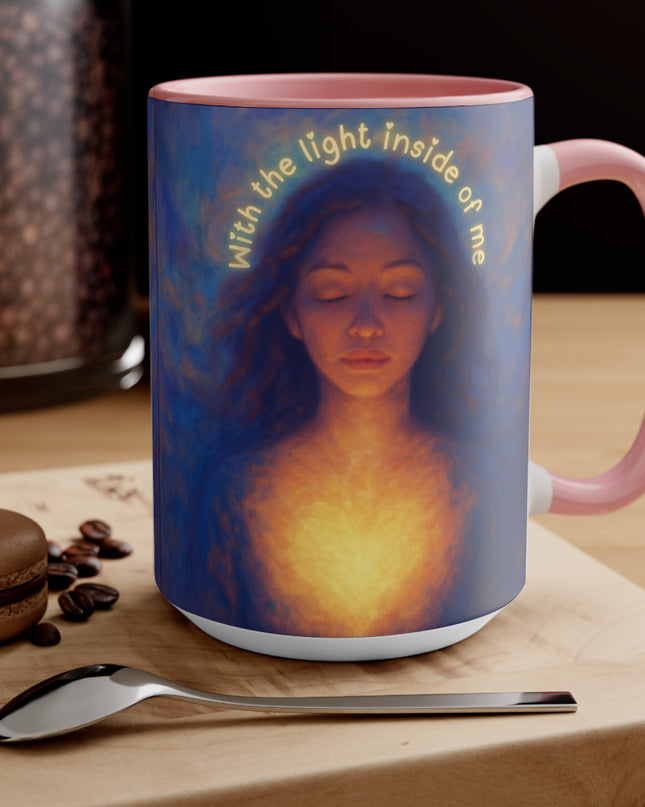 "With the Light Inside of Me" Accent Mugs
