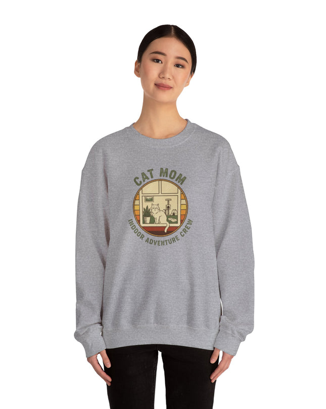 "Cat Mom Indoor Adventure Crew" Unisex Adult Sweatshirt