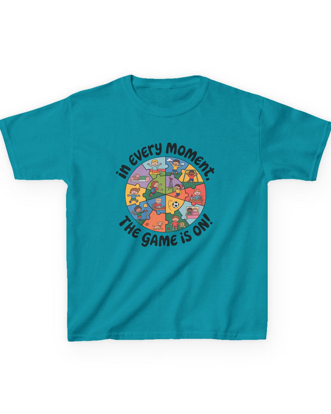 "In every moment, the game is on" Kids Short Sleeve Tee