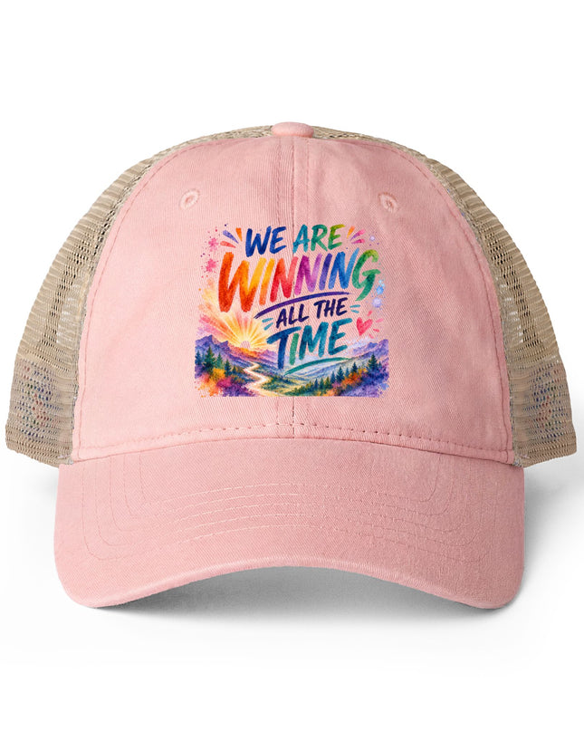 "We are Winning all the Time" Women's Washed Mesh-Back Cap