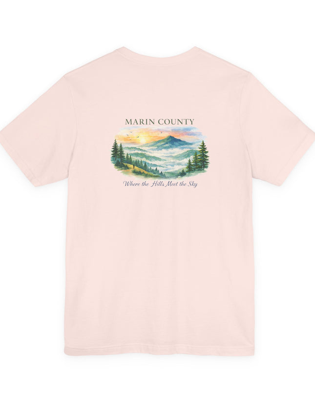 "Marin County, Where the Hills Meet the Sky" Unisex Jersey Short Sleeve Tee