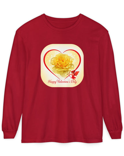 "Happy Valentine's Day" Unisex Garment-dyed Long Sleeve T-Shirt